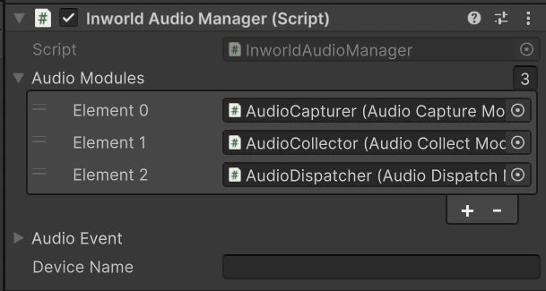 InworldAudioManager Inspector