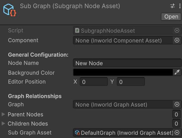 SubgraphNodeAsset Unity Inspector