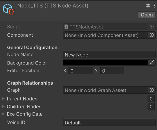 TTSNodeAsset Unity Inspector