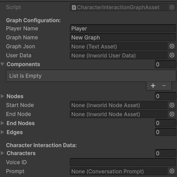 CharacterInteractionGraphAsset Unity Inspector