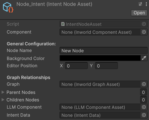 IntentNodeAsset Unity Inspector
