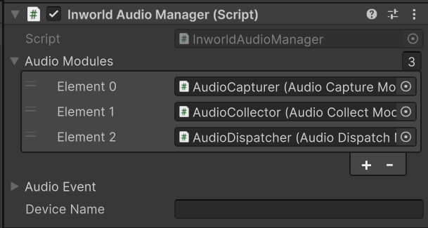 InworldAudioManager Inspector