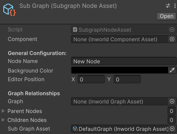 SubgraphNodeAsset Unity Inspector