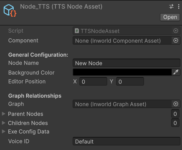 TTSNodeAsset Unity Inspector