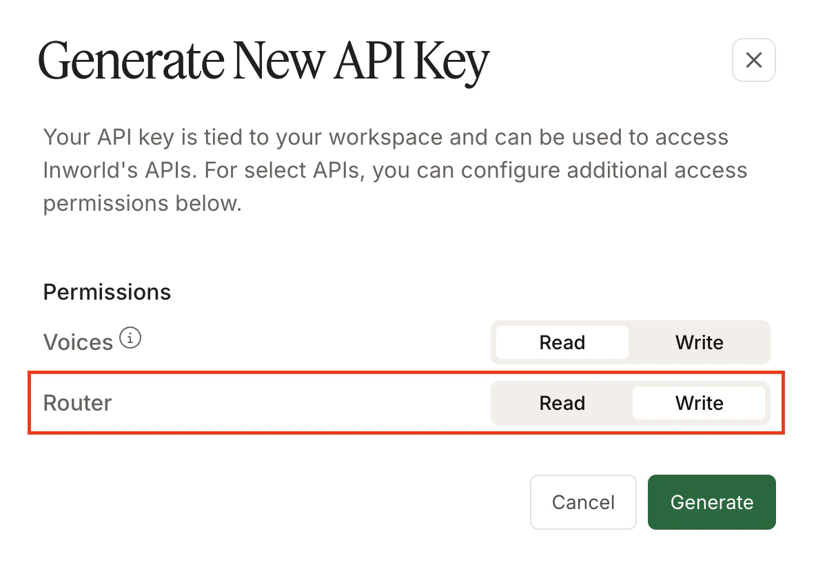 Router API Key Permissions