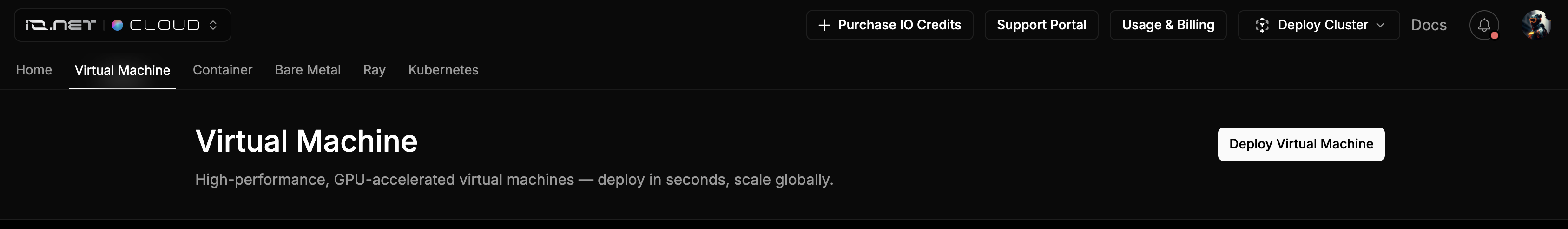 IO Cloud VM Deploy VM Pn