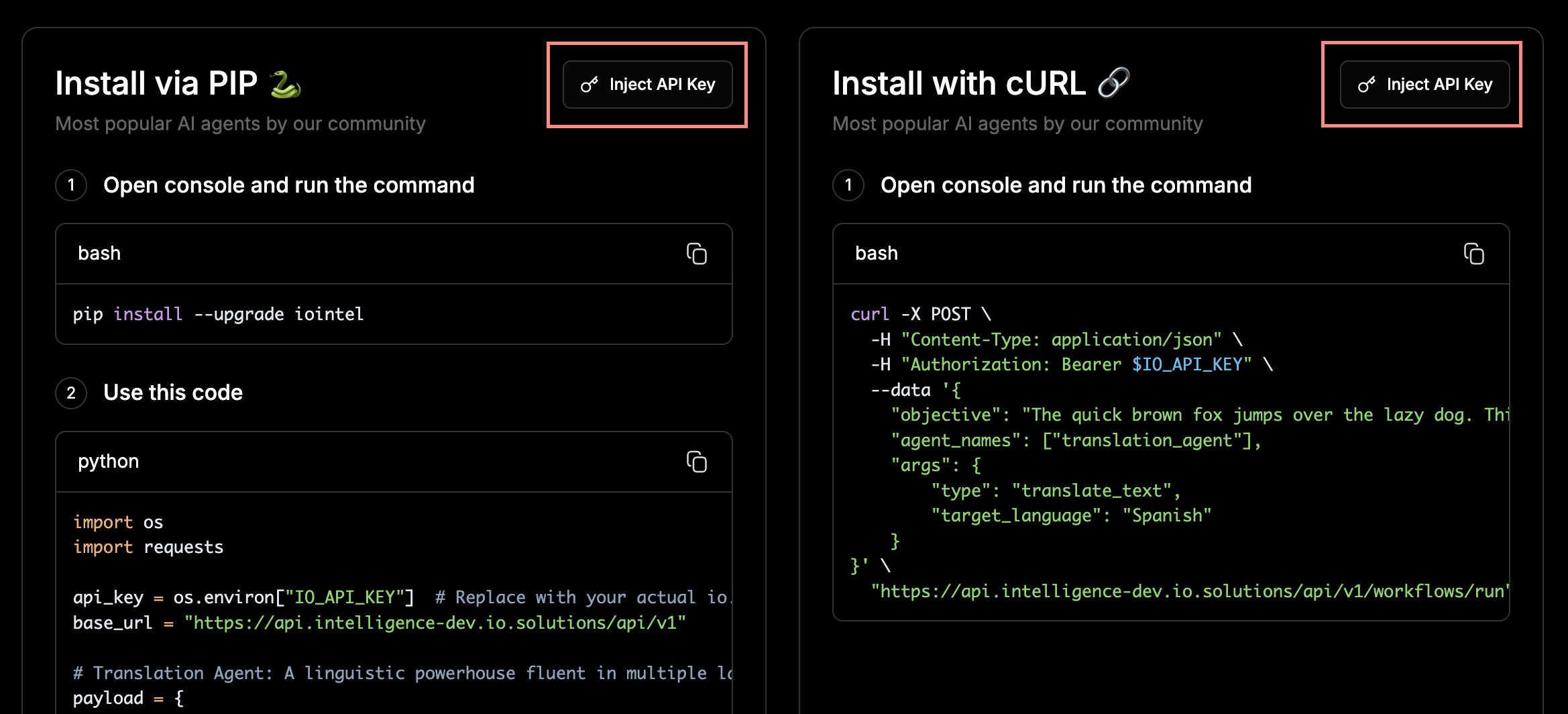 IO Intel Agents Inject API Key