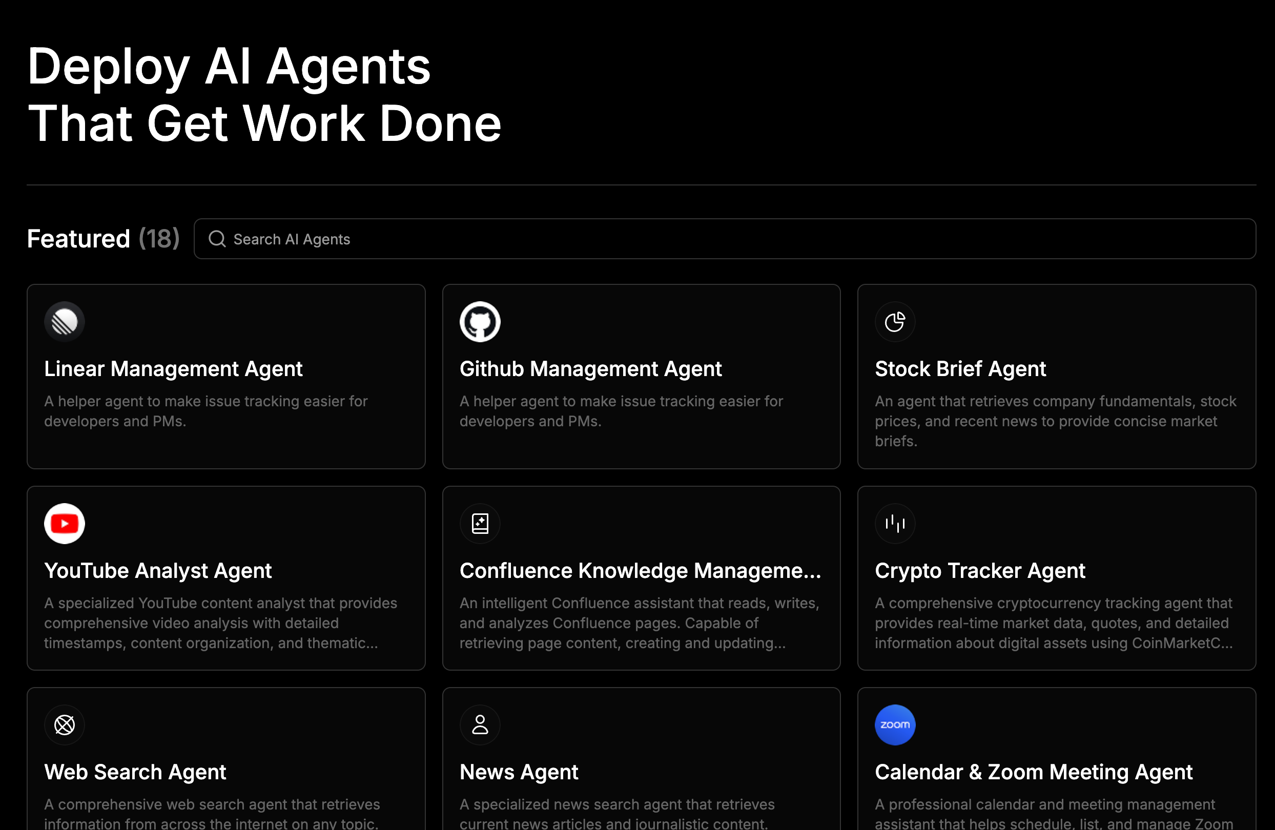 Agents Selection and Search Bar