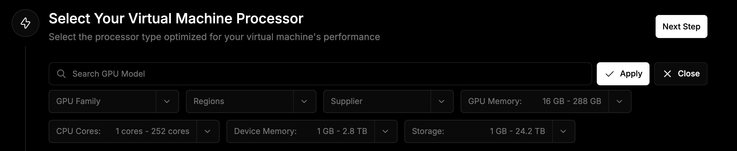 IO Cloud VM Filters Pn