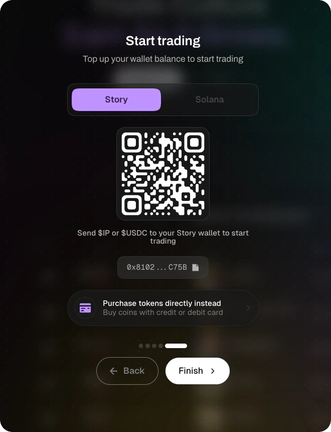 Fund wallet — QR code, address, and card purchase option