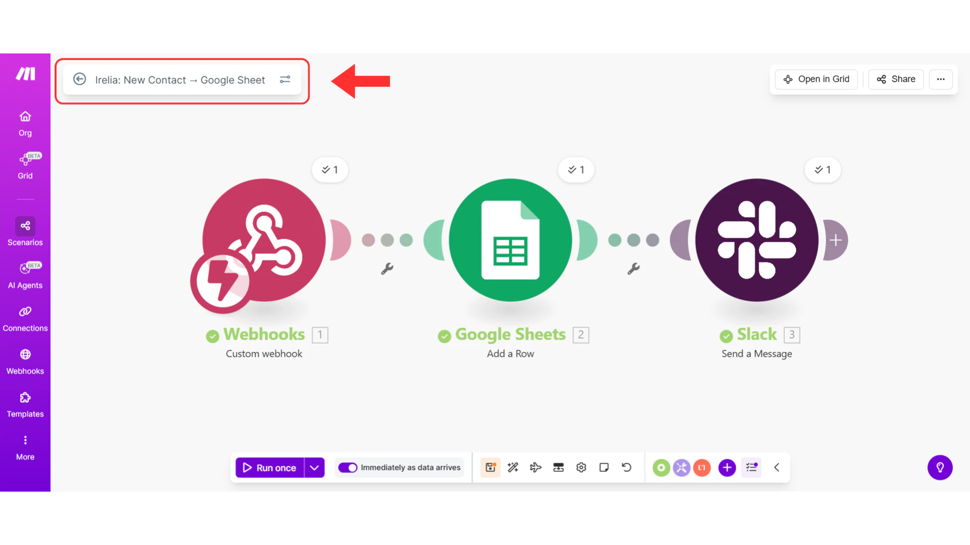 Scenario name being edited