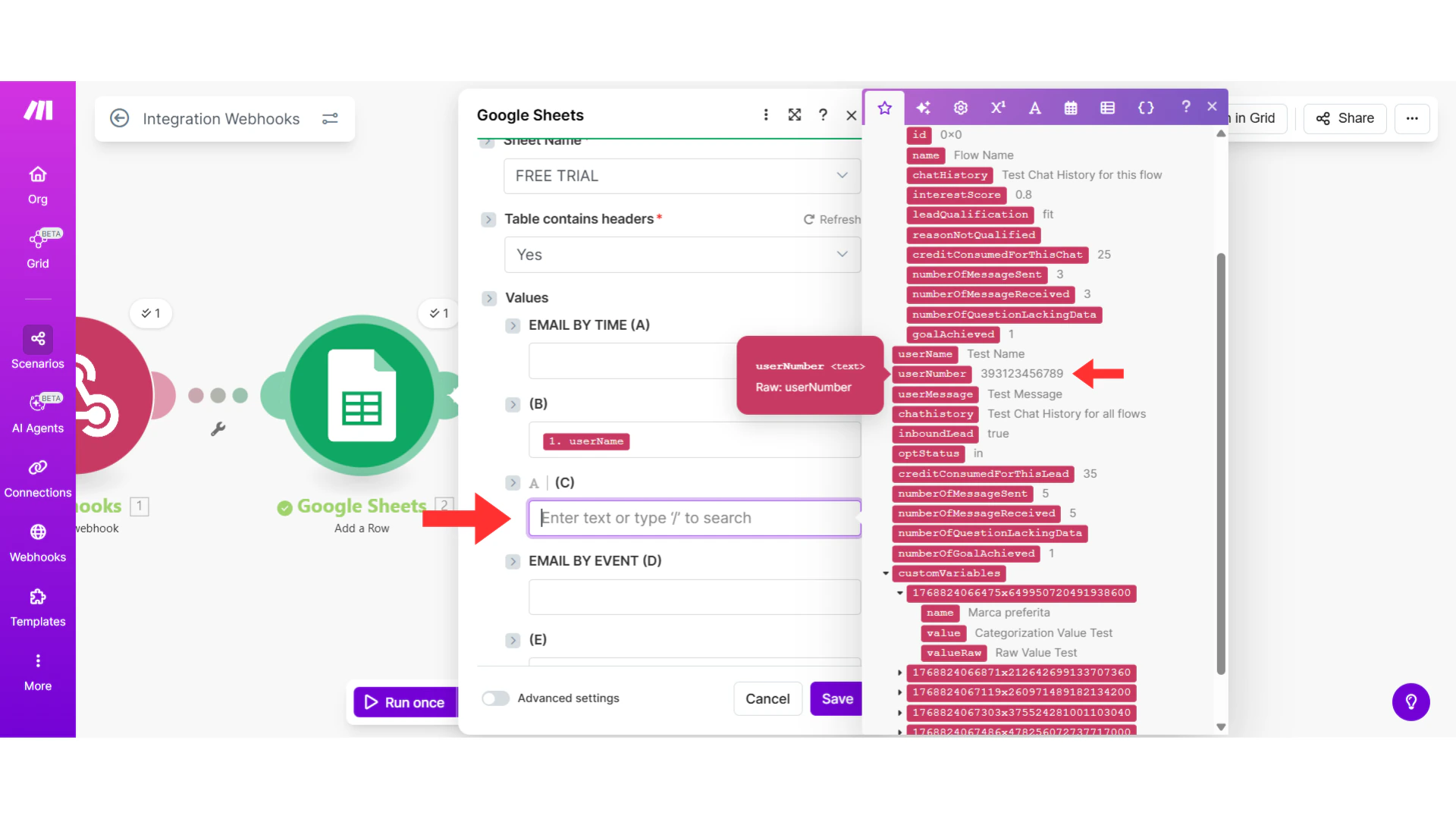 Field mapping interface