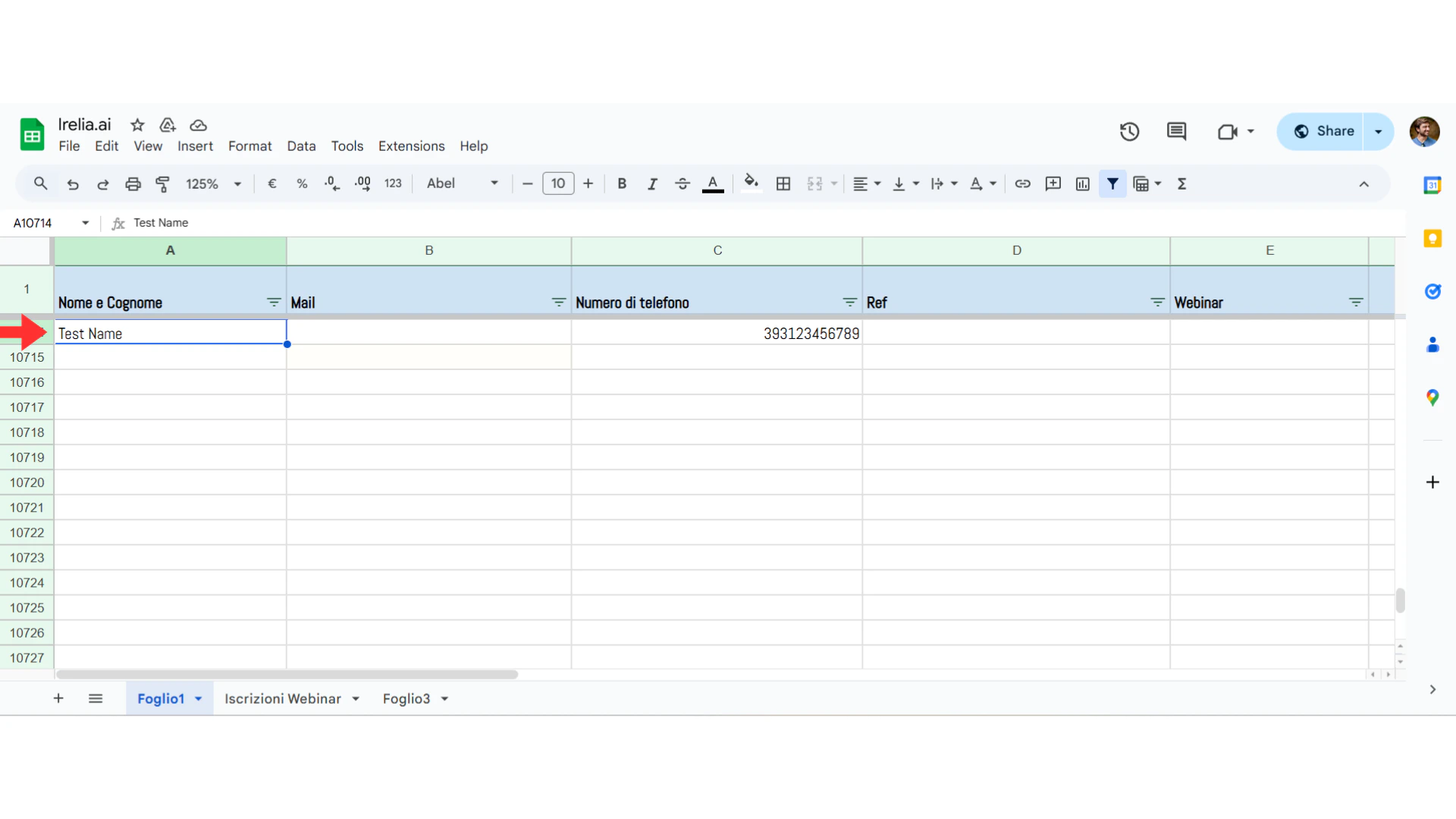 Google Sheet with newly added row