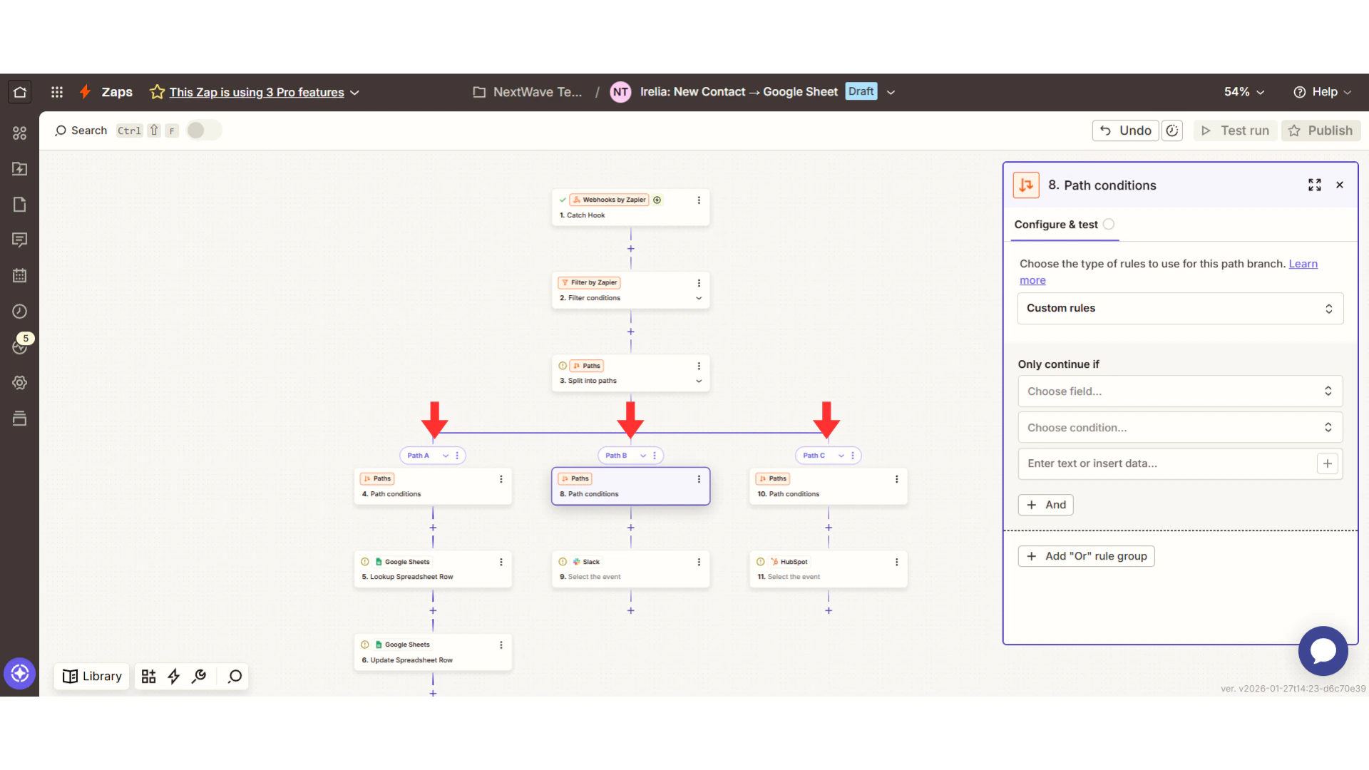 Zapier Paths interface with multiple branches
