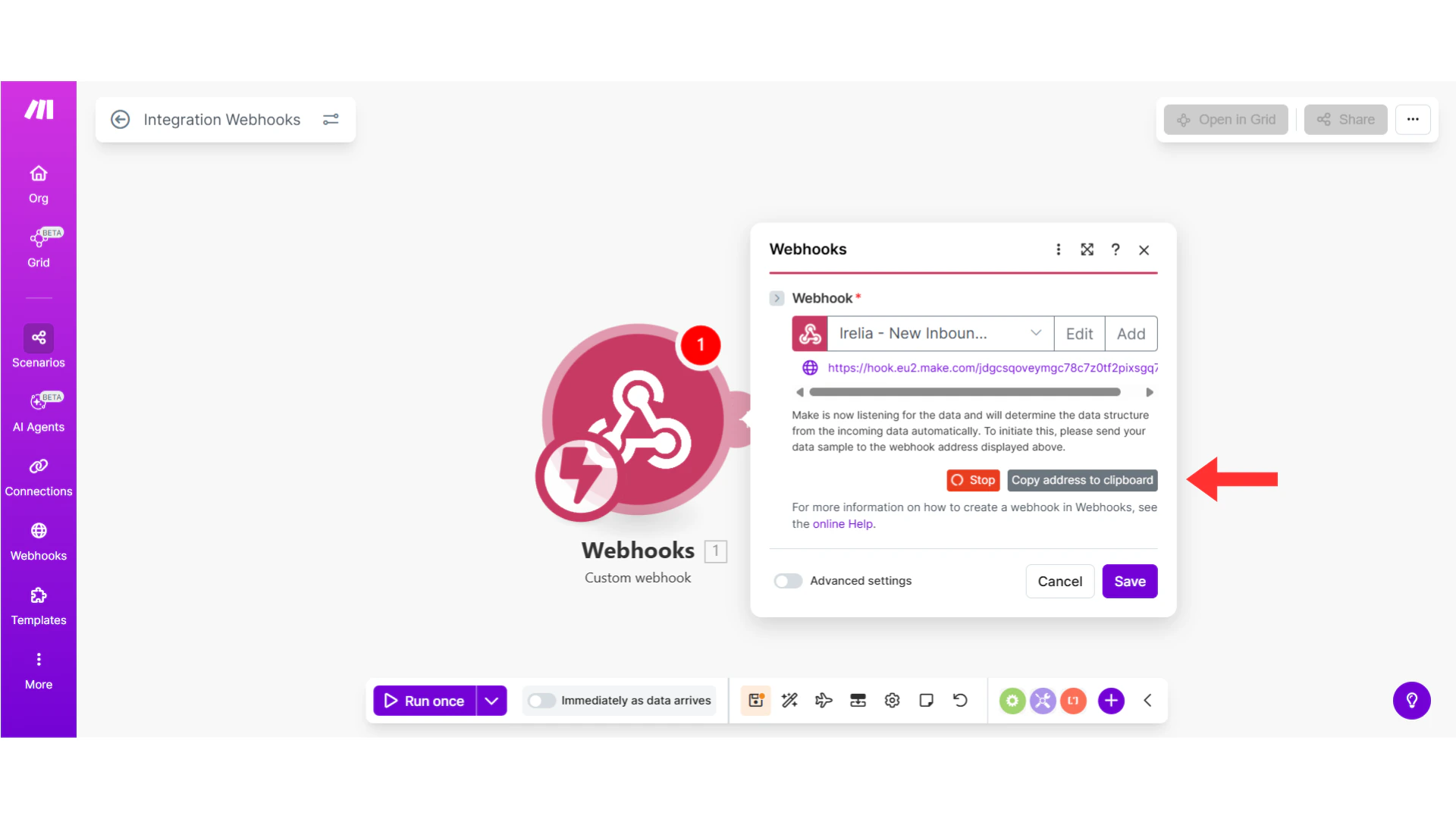 Make.com tab state to keep open