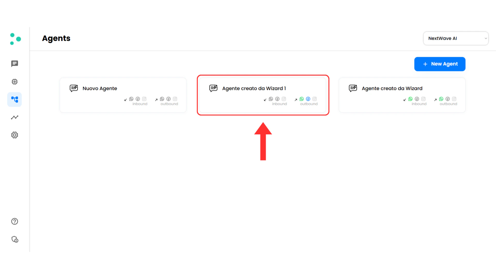 Irelia dashboard with agent selector