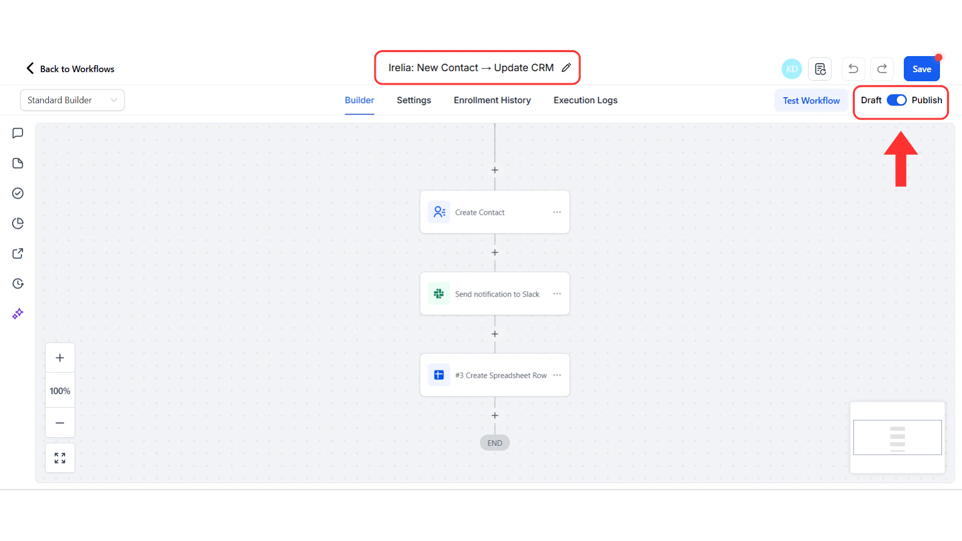 Workflow name field being edited