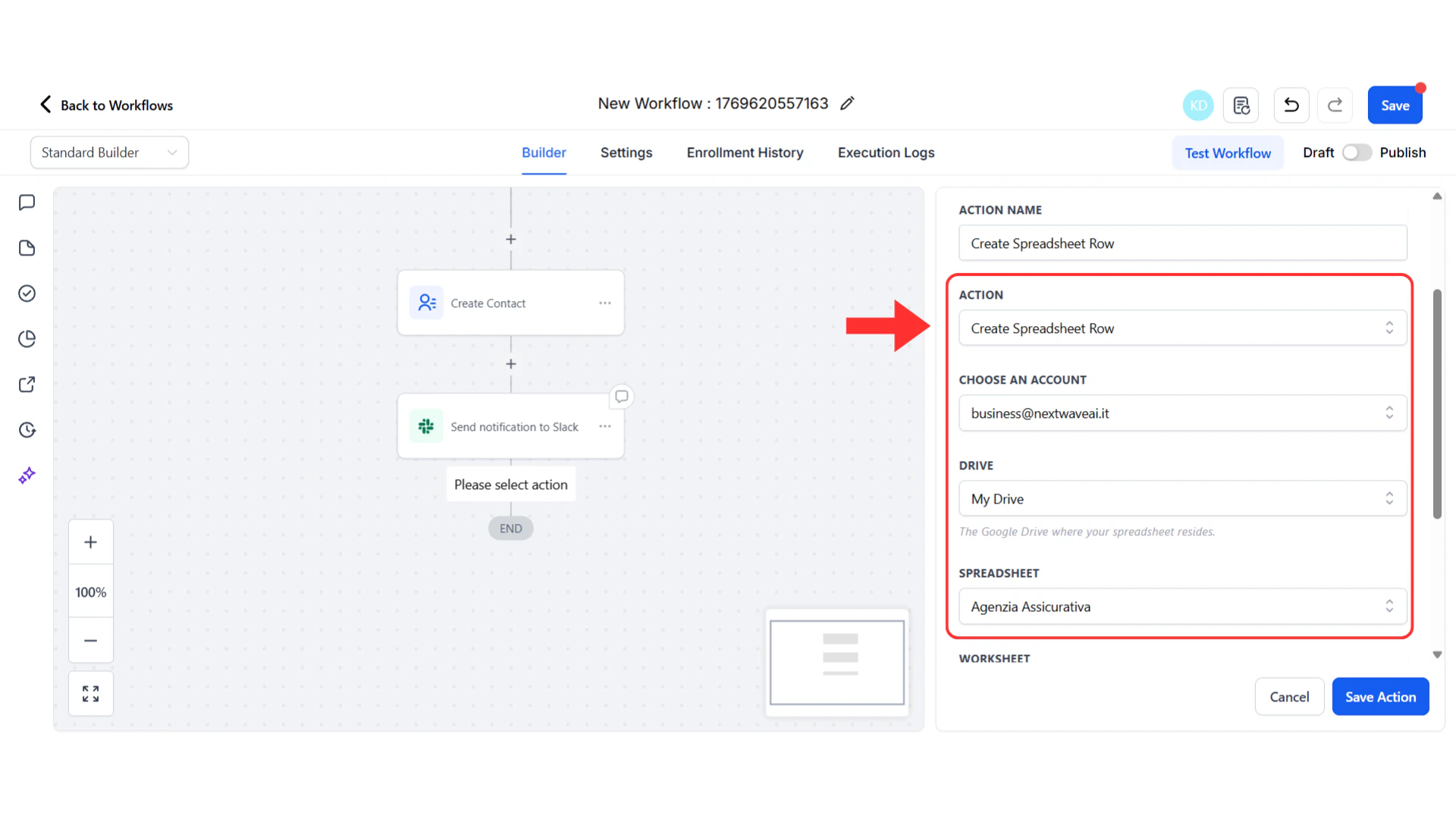 Spreadsheet and worksheet selection dropdowns