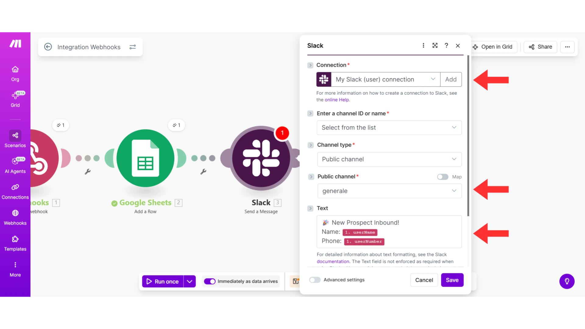 Message composition interface