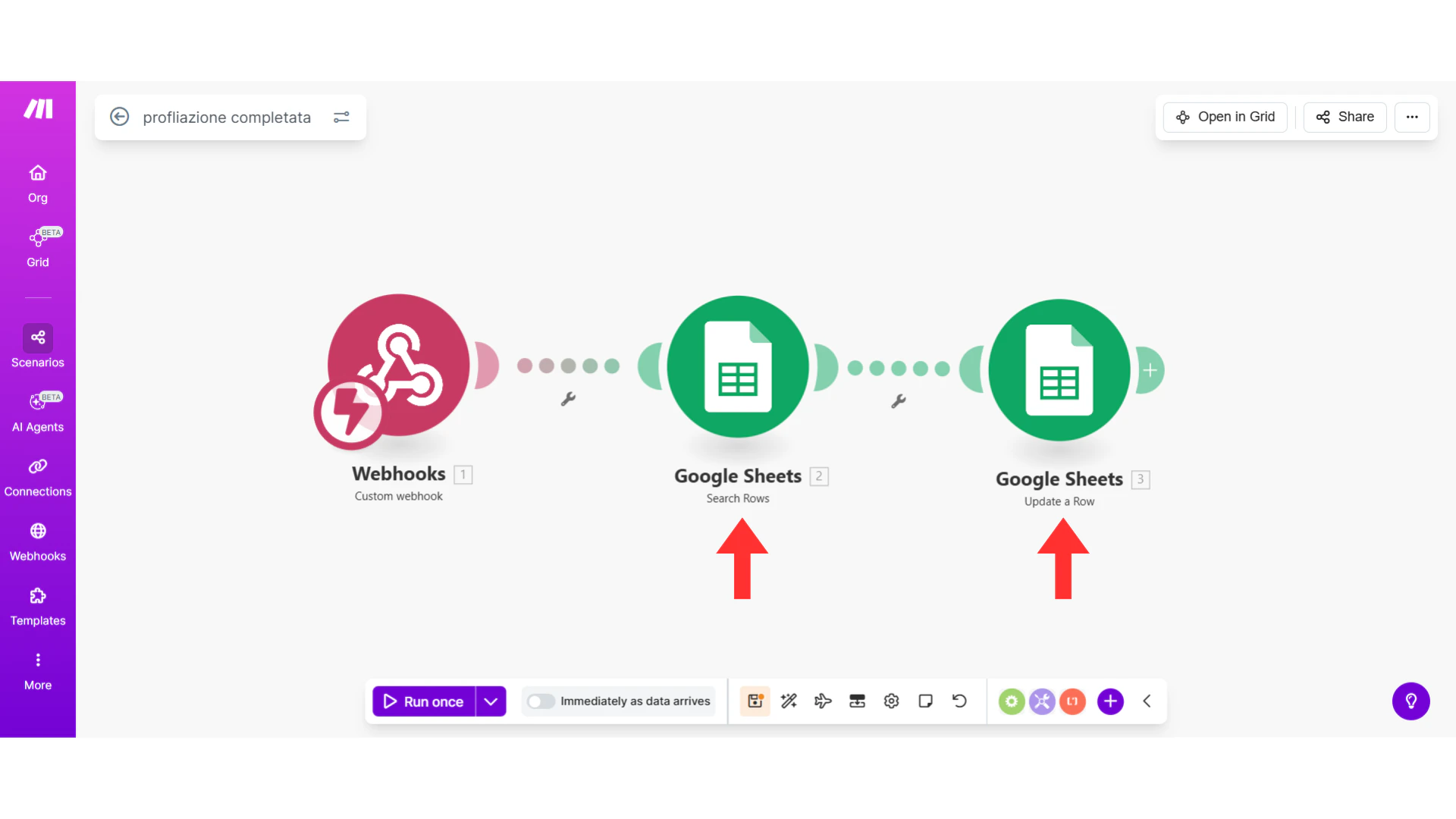 Search and Update Scenario layout