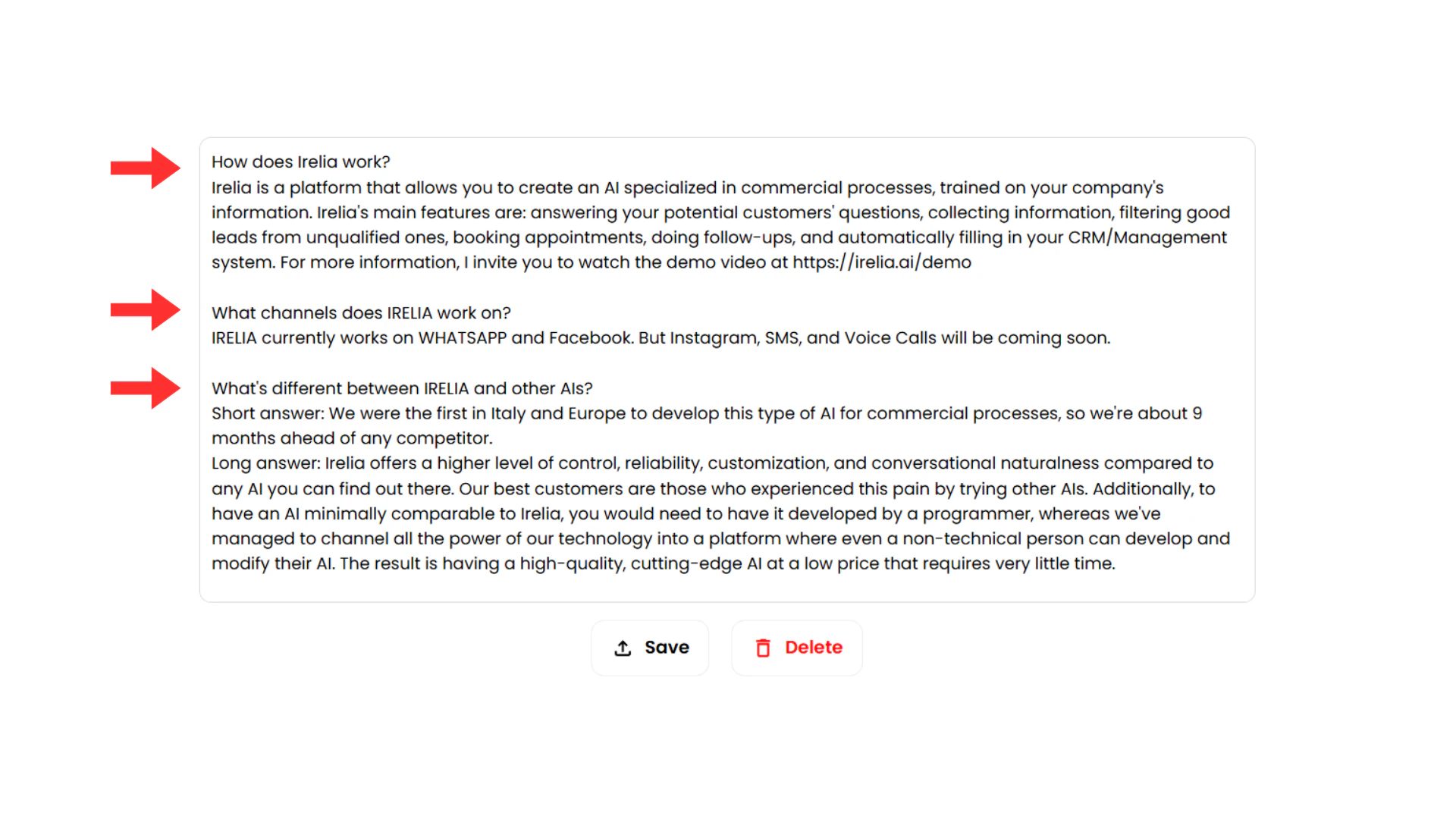Document editor with Q&A content