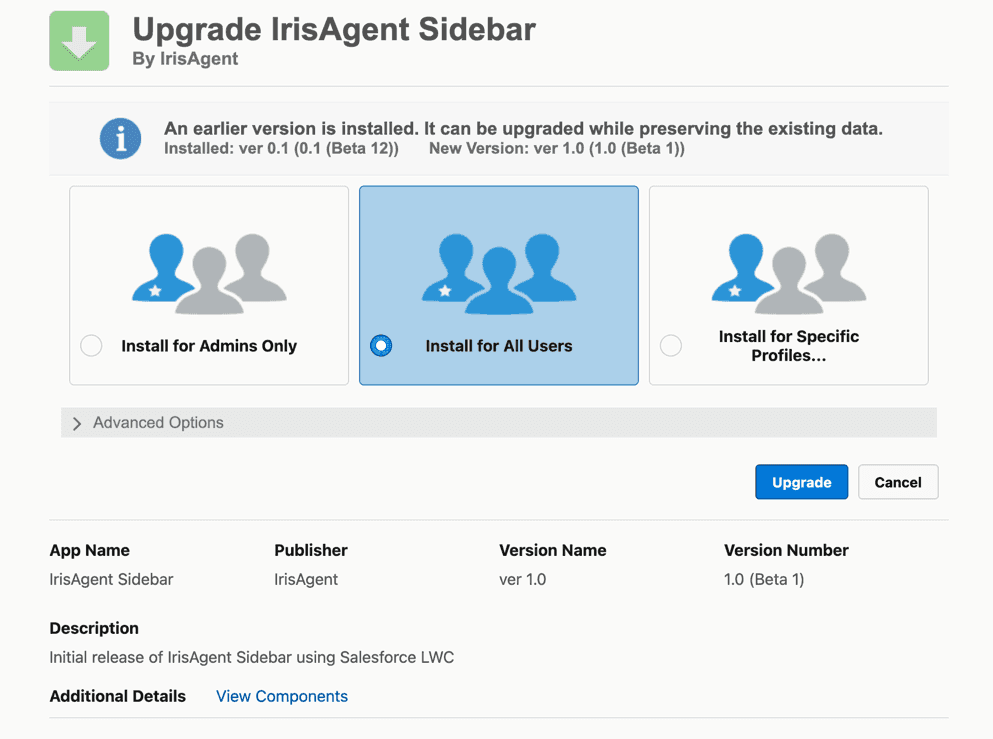 IrisAgent app listing for Salesforce