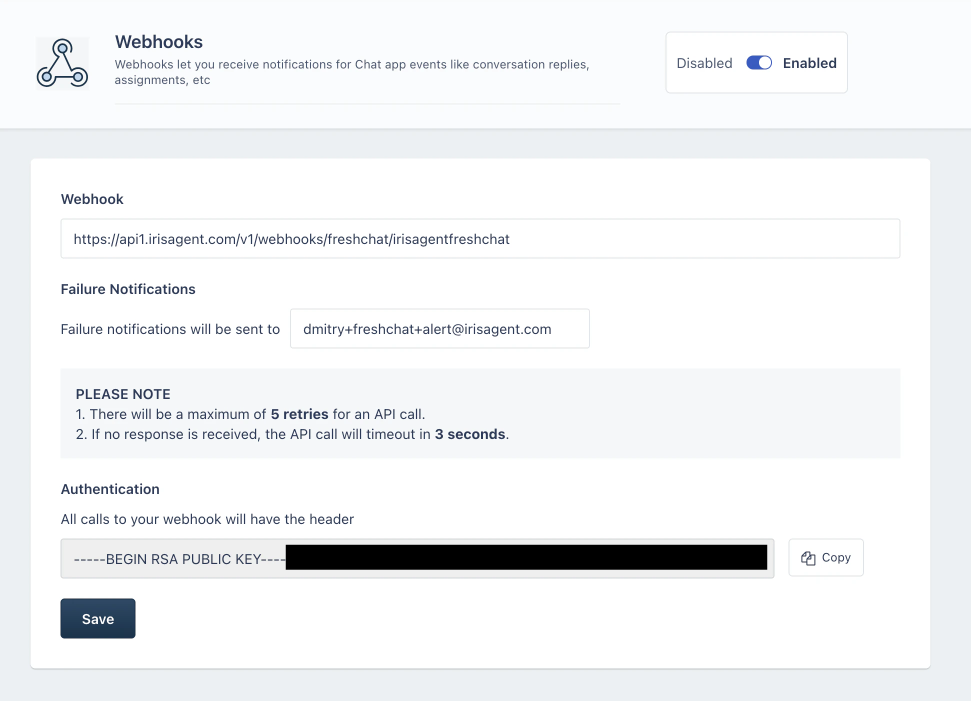 Freshchat Webhook Configuration