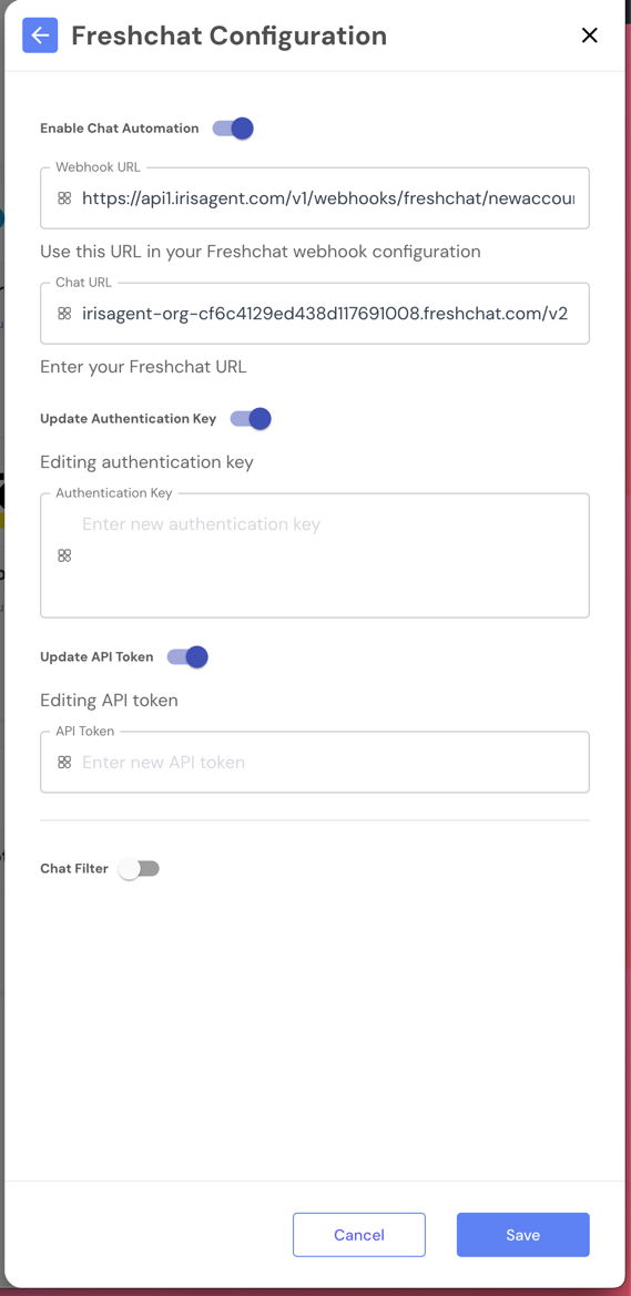 IrisAgent Configuration Fields