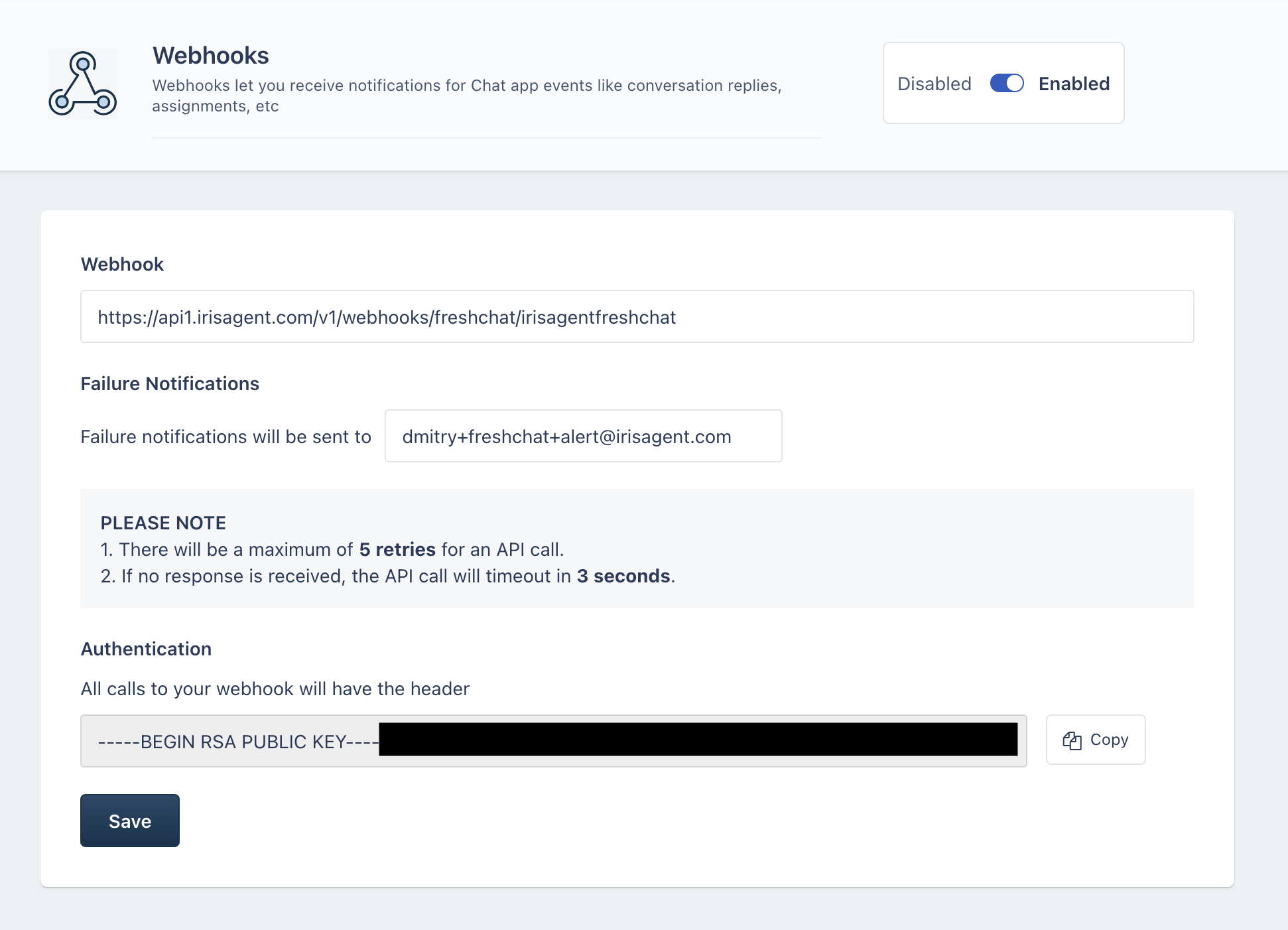 Freshchat Webhook Configuration