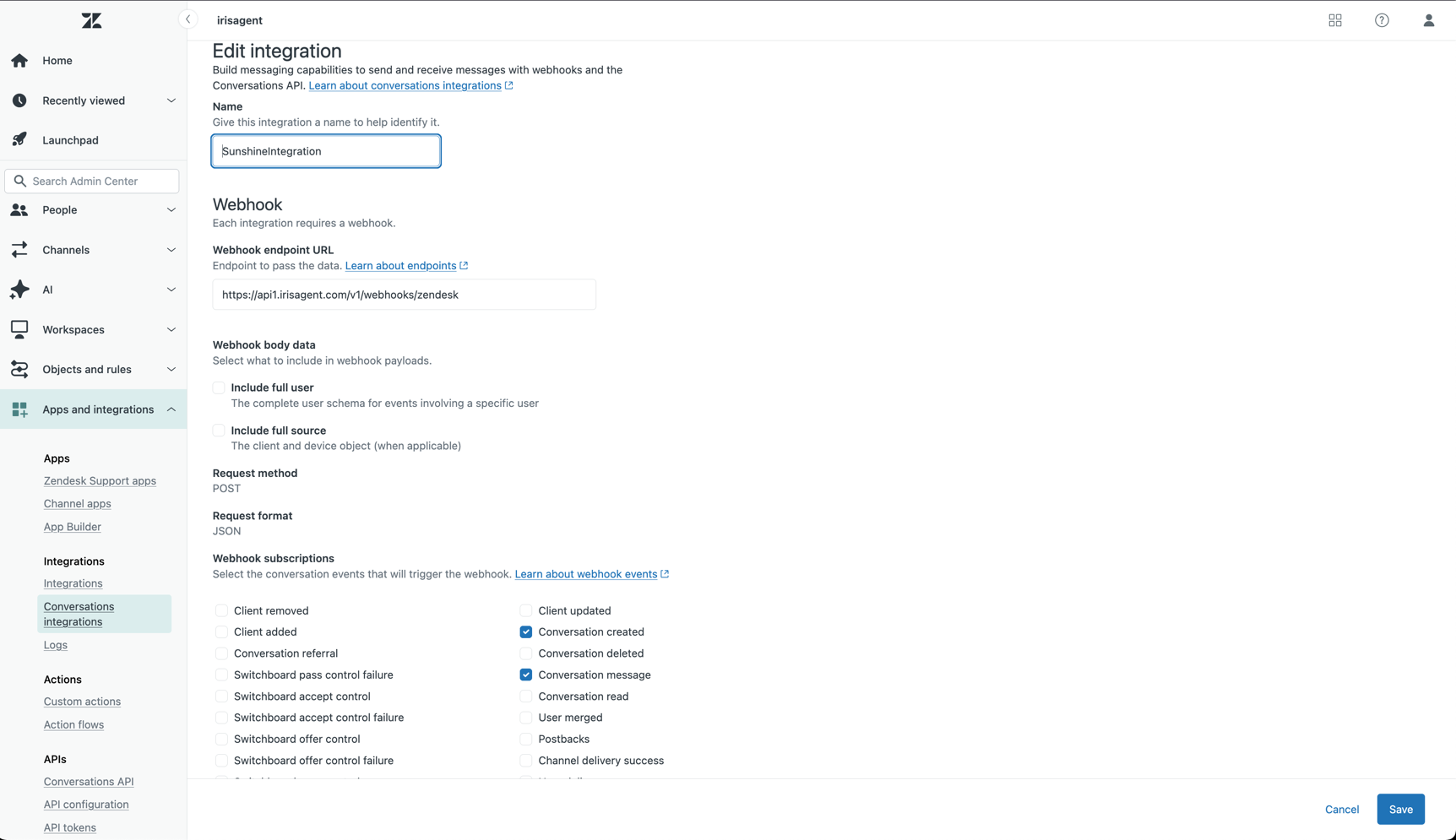 Conversations Integration Details