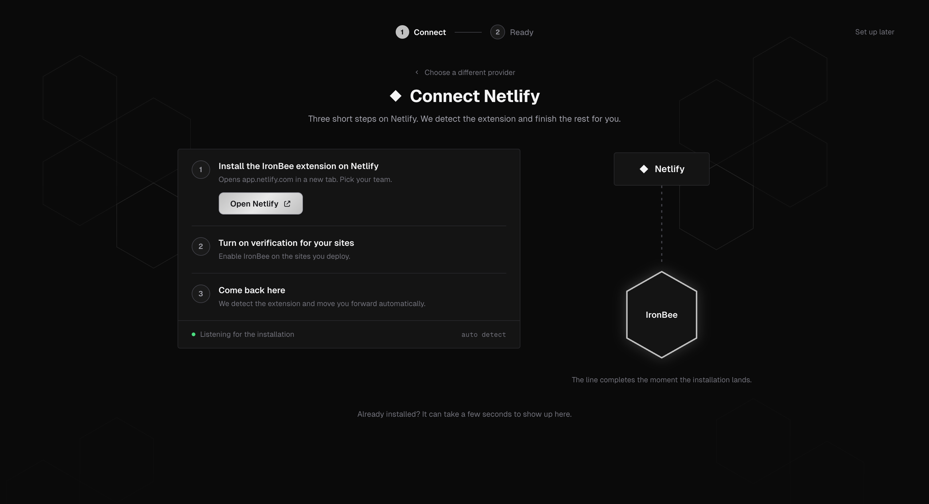 IronBee - Connect Netlify flow with automatic extension detection