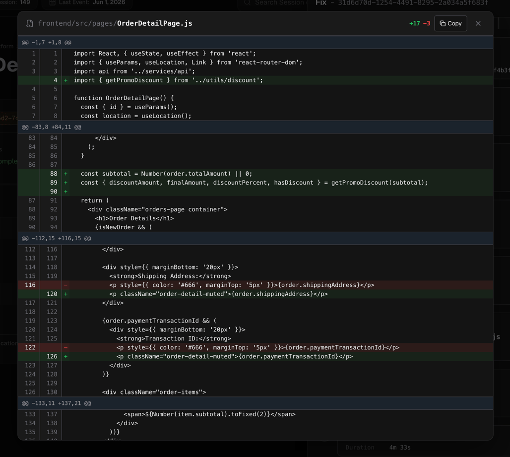 IronBee Console — Diff Dialog