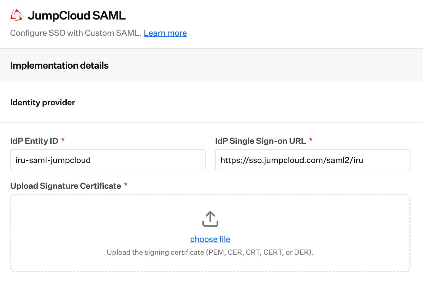 Iru Endpoint upload certificate from JumpCloud