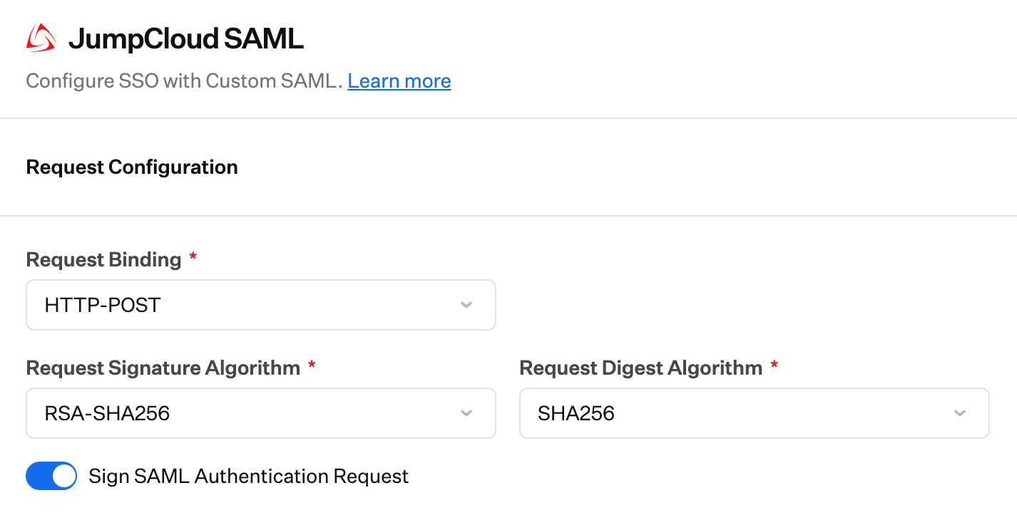 Iru Endpoint Sign SAML Authentication Request enabled