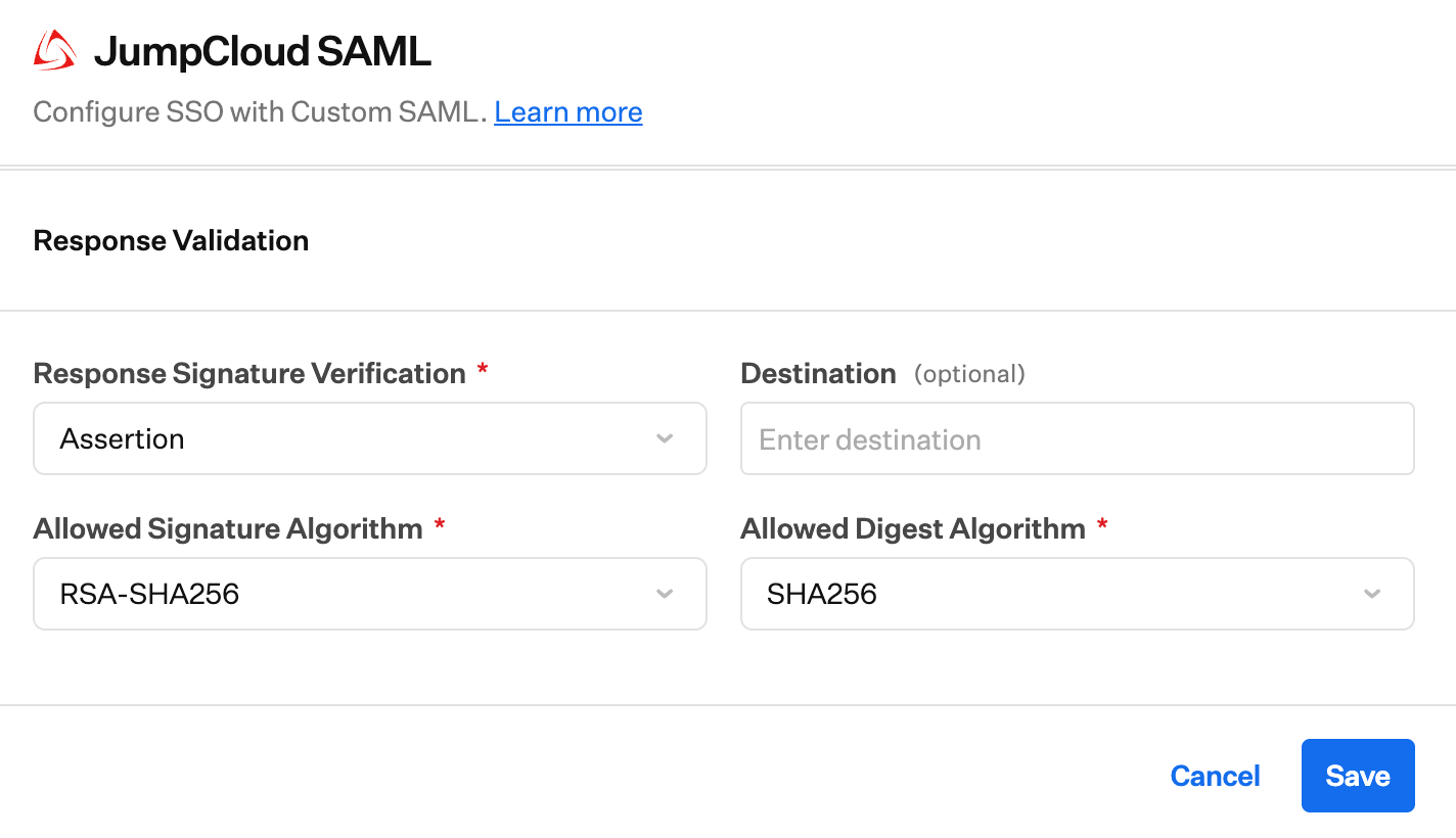 Iru Endpoint Save for SAML configuration