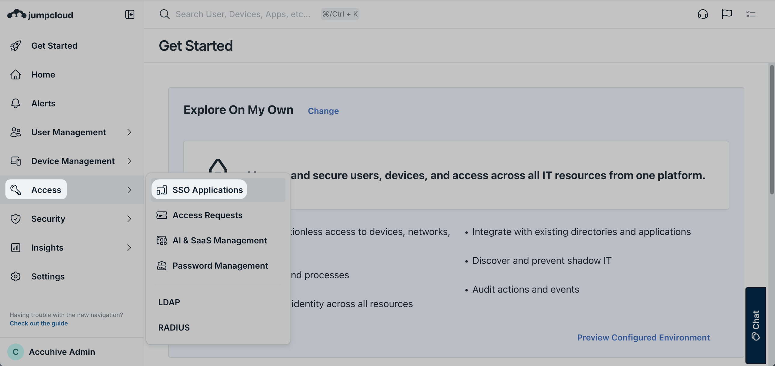 JumpCloud Access SSO Applications