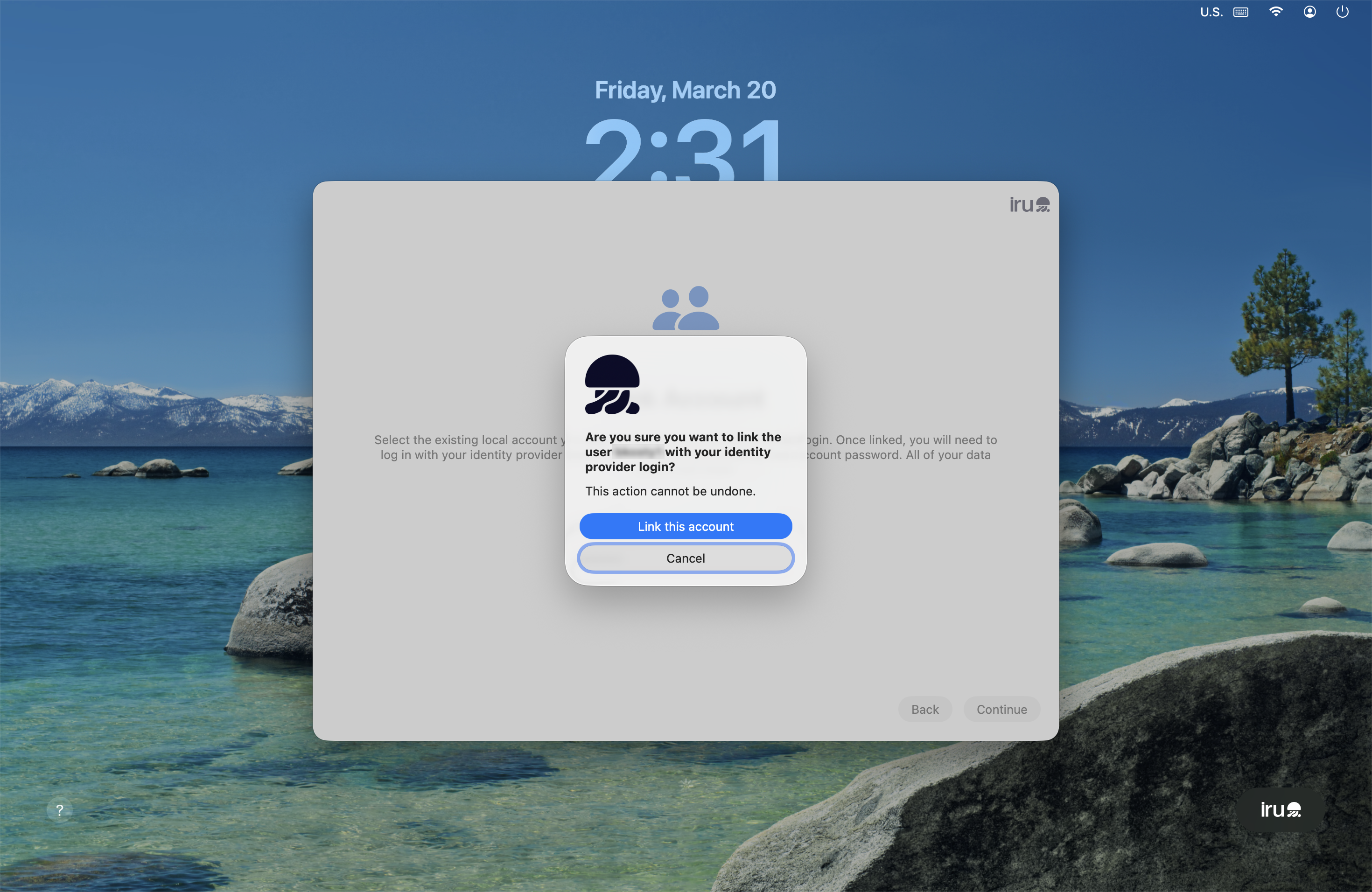 Confirmation dialog: Are you sure you want to link the user with your identity provider login, with Link this account and Cancel buttons