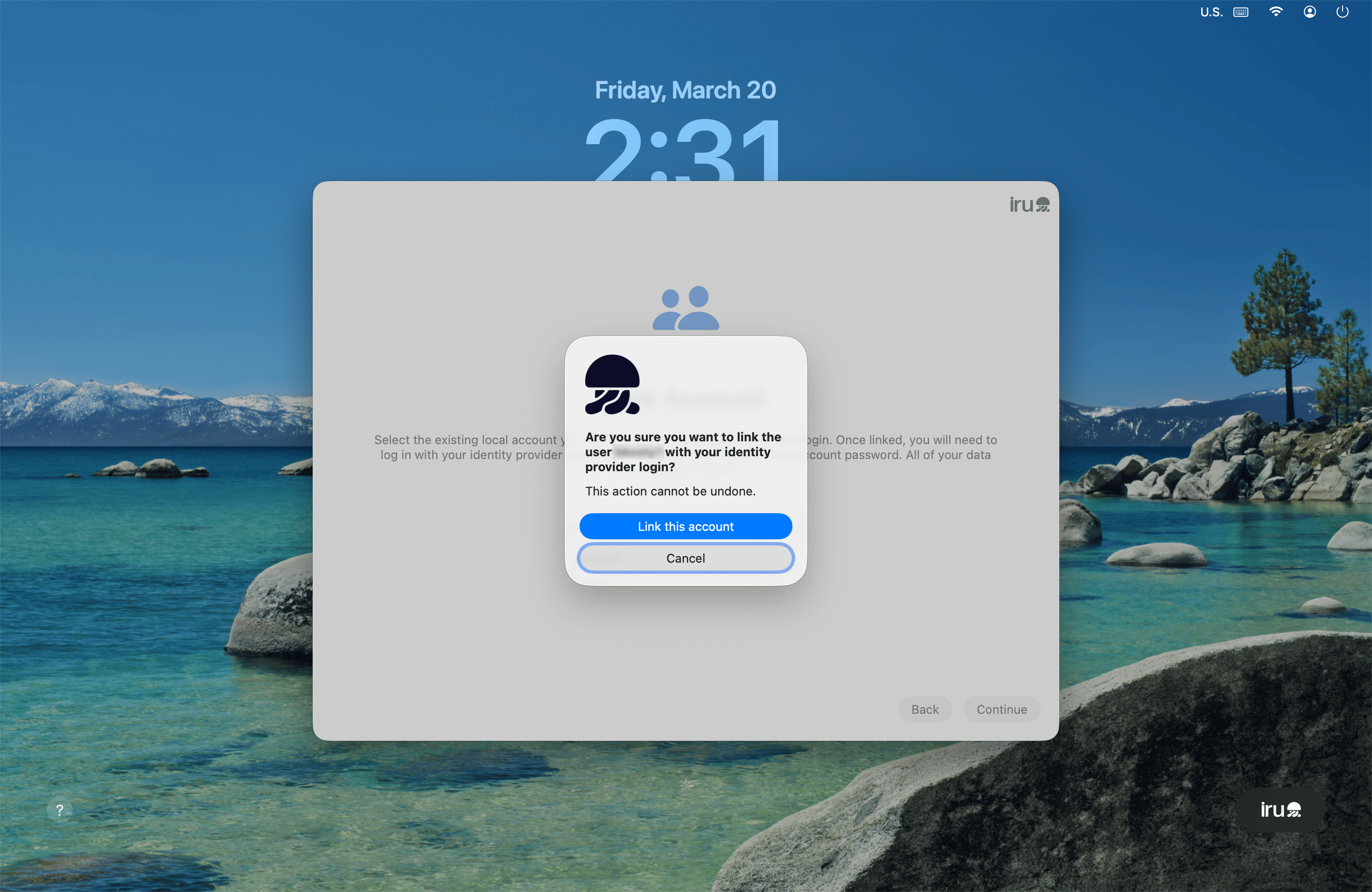 Confirmation dialog: Are you sure you want to link the user with your identity provider login, with Link this account and Cancel buttons