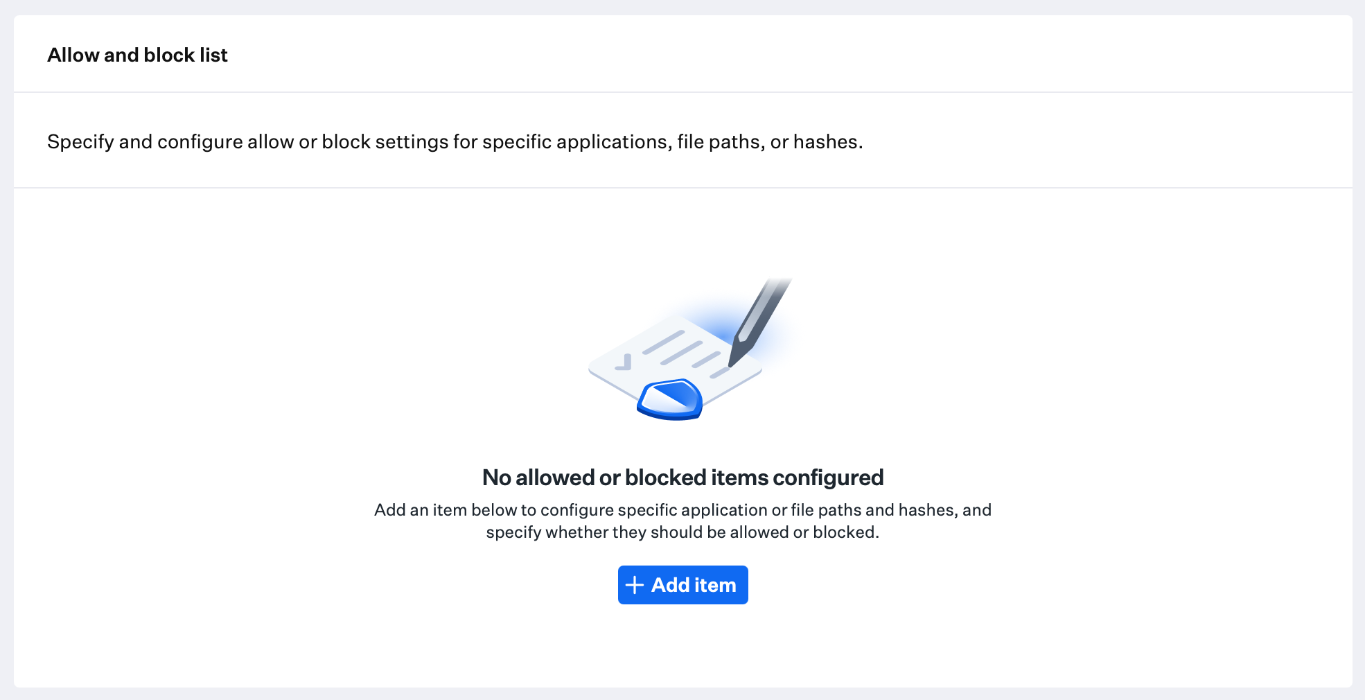 Allow and Block list configuration interface