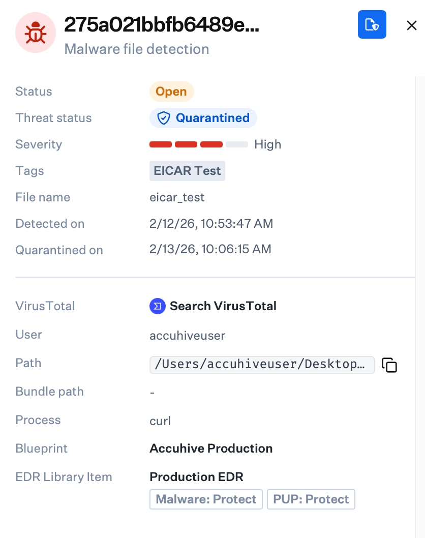Endpoint Detection Response overview showing EDR interface or configuration