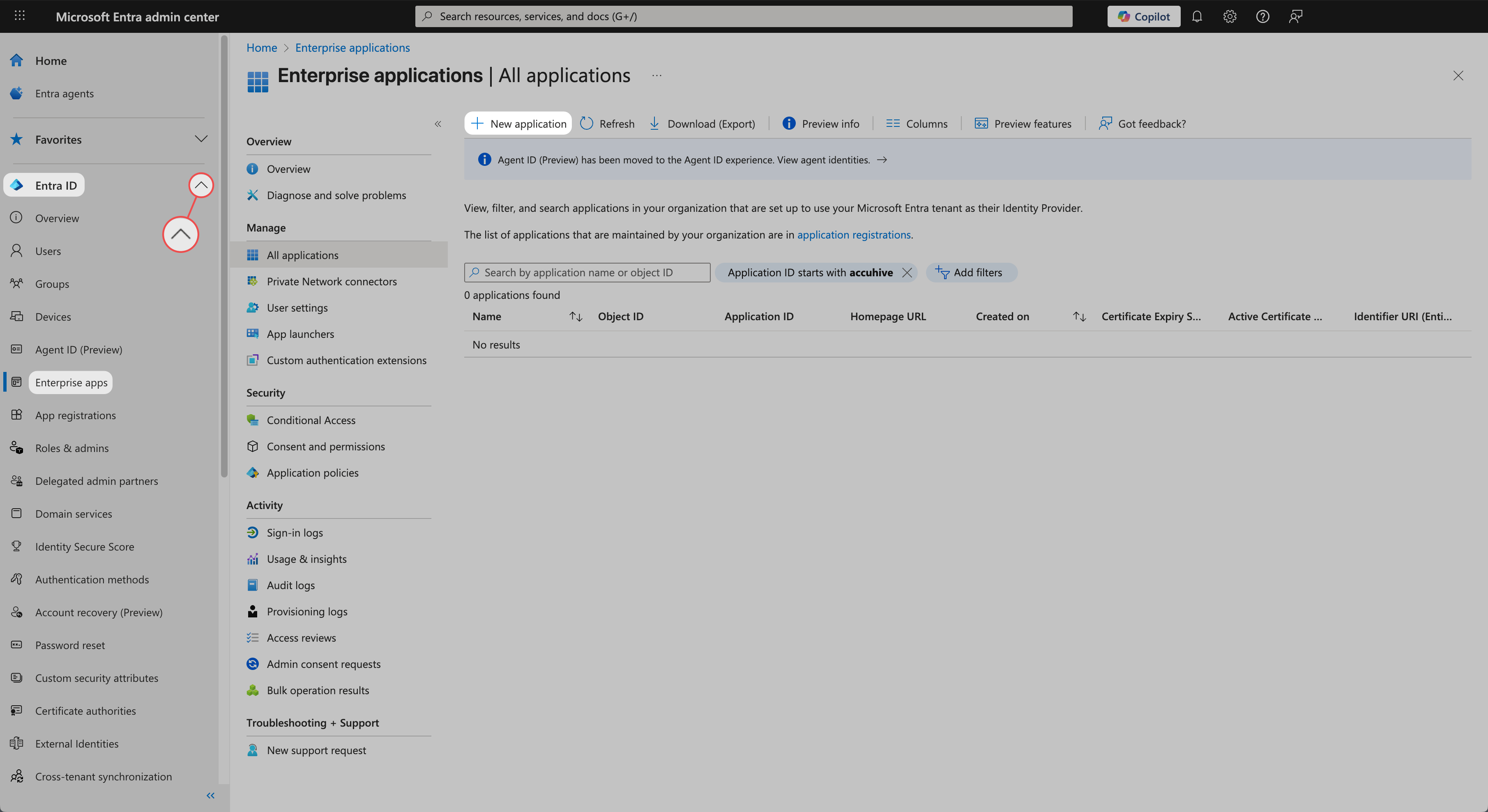 Entra ID Enterprise apps New application