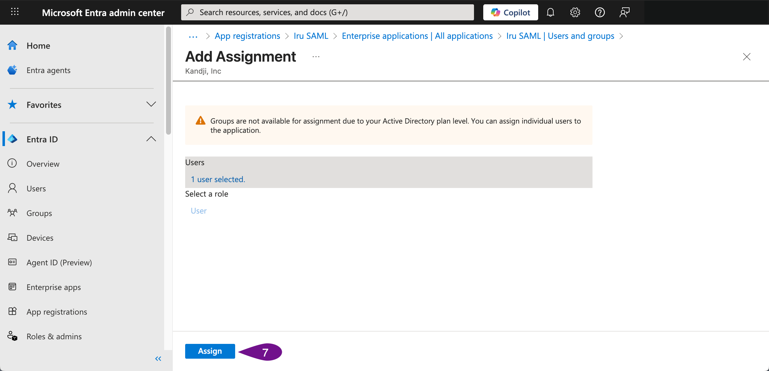 Entra ID Assign to finish assigning users and groups