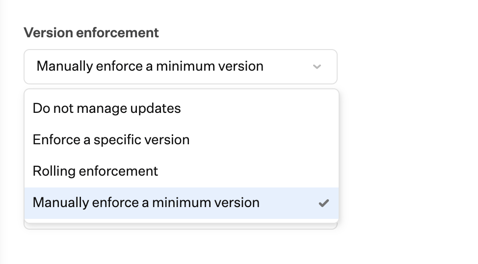 Managed OS for macOS Version Enforcement options