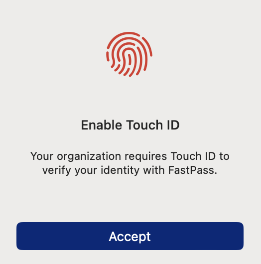 Touch ID setup prompt showing the option to enable Touch ID for Okta Desktop Password Sync authentication