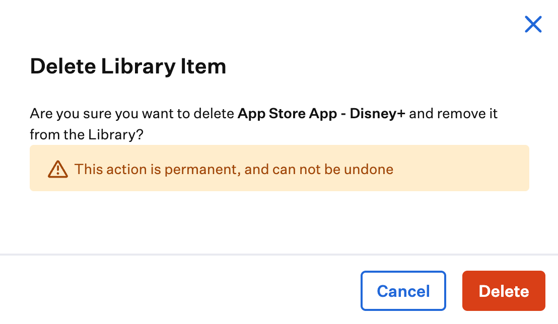 Confirmation prompt for removing App Store app from the Library