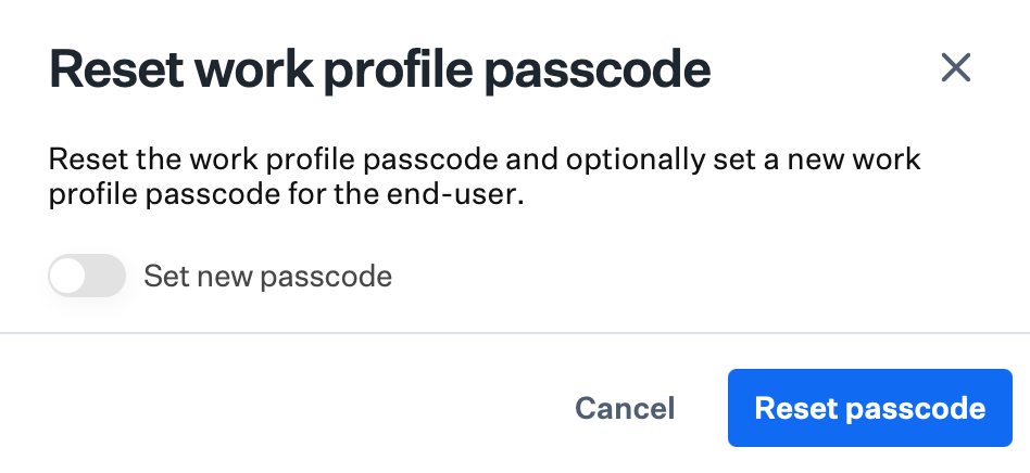 Confirm reset passcode
