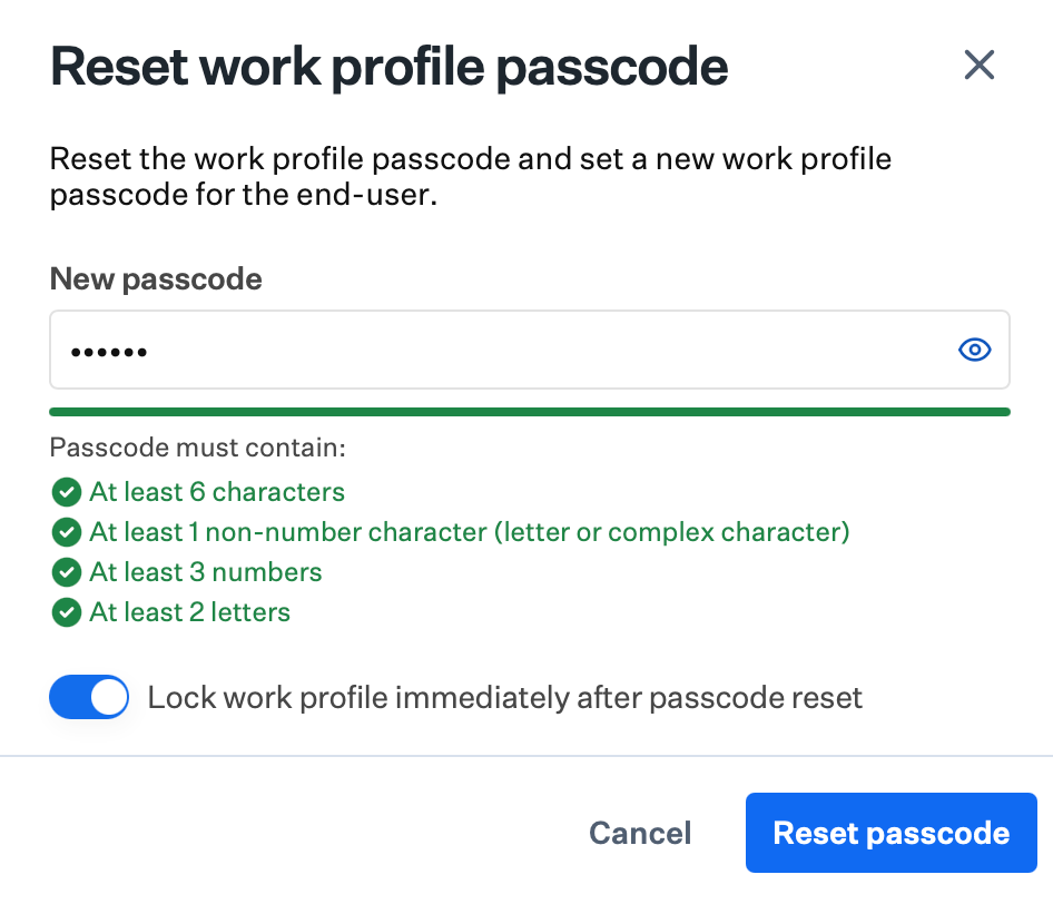 Lock work profile option when Library Item is assigned