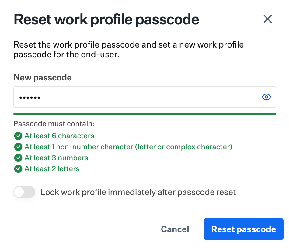 Passcode validation met, ready to send command