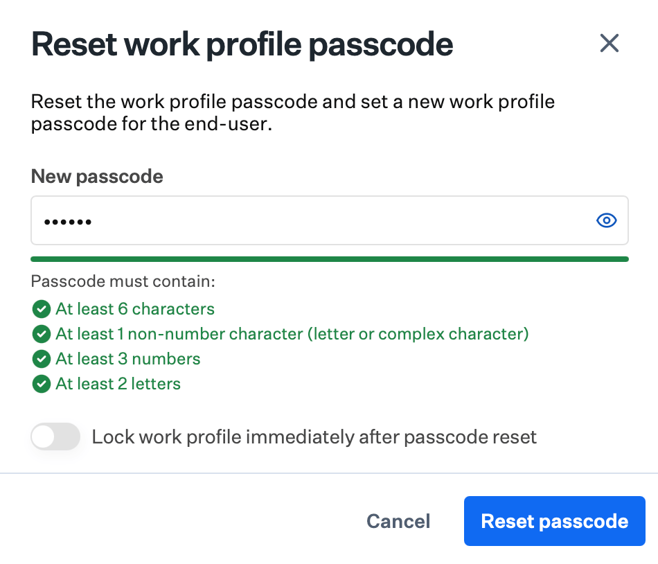 Passcode validation met, ready to send command