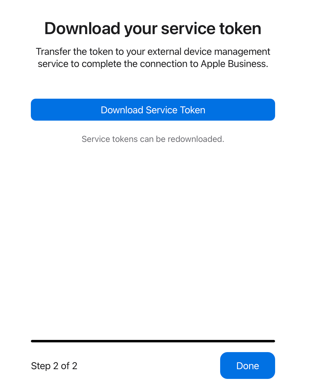 Apple Business or Apple School Manager Download Service Token action